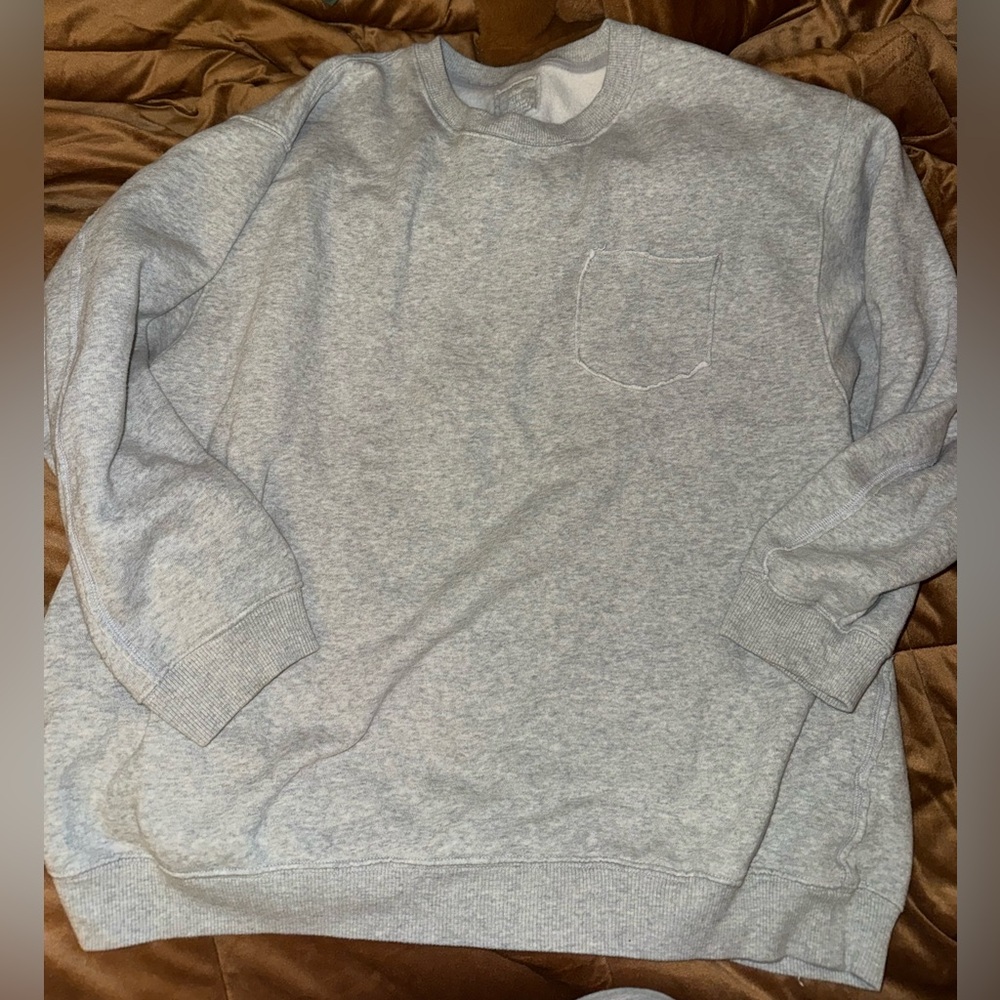 Aerie Gray Crewneck Sweater Sweatshirt with Pocket XL